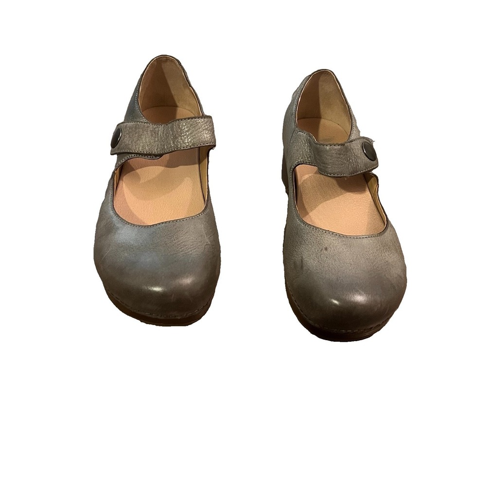 Dansko Mary Jane Leather Clogs 40 Comfort Gray